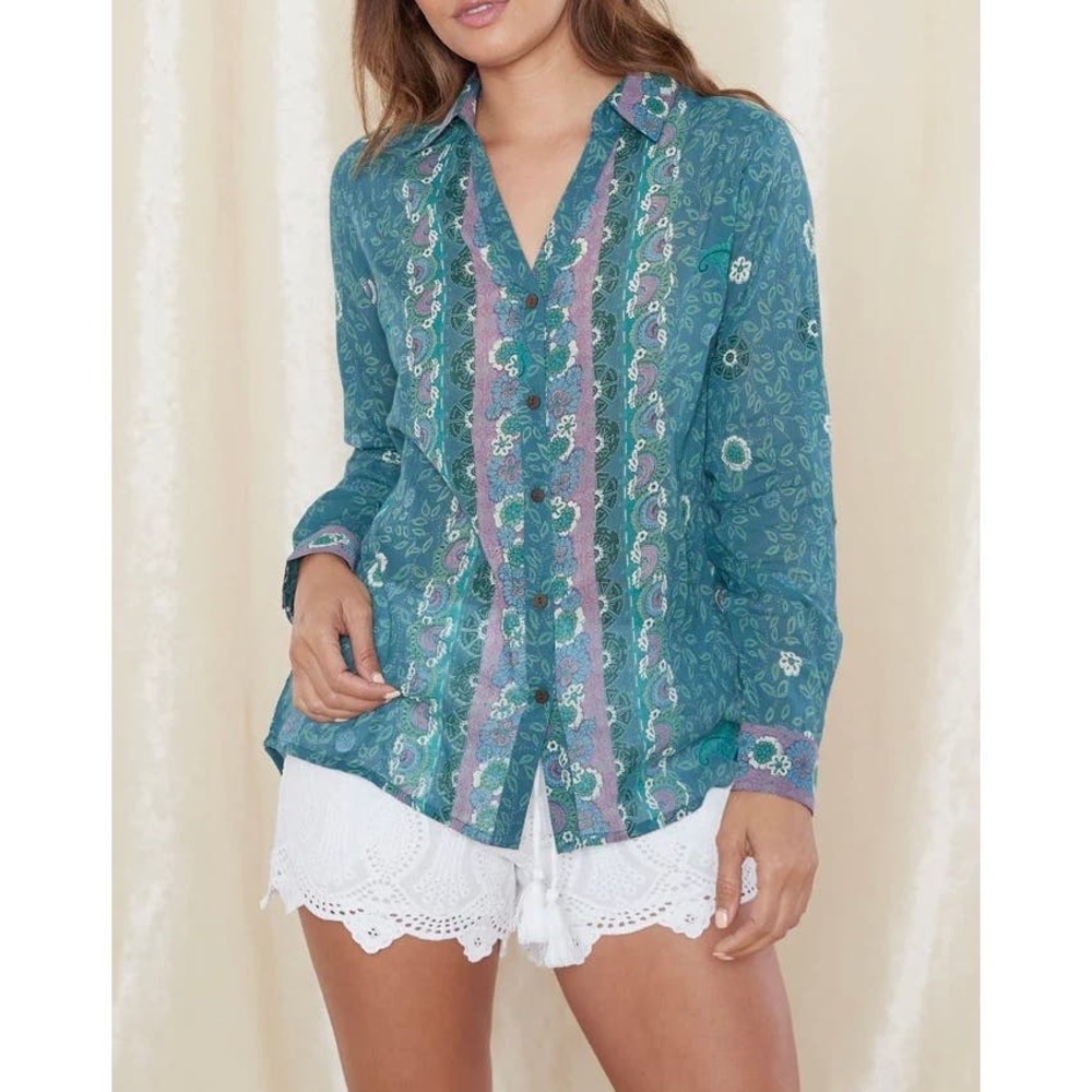 NWT / Raga / Manisha Blouse / Boho floral button down top